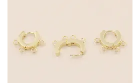 Stainless Steel: Aro Acero 12mm 4 anillas Oro / Base Pendientes 