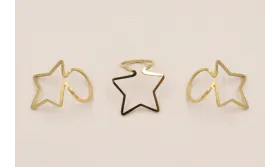 Stainless Steel: Ear Cuff estrella Acero 18mm Oro / Base Pendientes 
