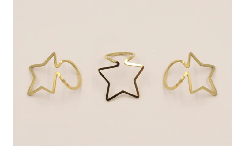 Stainless Steel: Ear Cuff estrella Acero 18mm Oro / Base Pendientes 