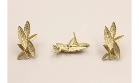 Perno conjunto Hojas 25*1*3mm Dorado Mate / Base Pendientes 