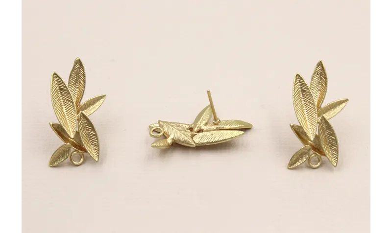 Perno conjunto Hojas 25*1*3mm Dorado Mate / Base Pendientes 