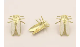 Pendiente cigarra 22*16mm Oro Mate y Blanco / Base Pendientes 