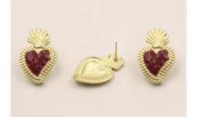 Perno Sagrado Corazón 28*20mm O.Mate esmalte rojo / Base Pendientes 