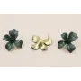 Perno Flor 30mm diametro Oro Mate  Verde y negro / Base Pendientes 