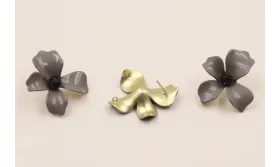 Perno Flor 30mm diametro Oro Mate  Gris y negro / Base Pendientes 