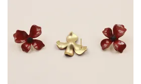 Perno Flor 30mm diametro Oro Mate Teja y negro / Base Pendientes 