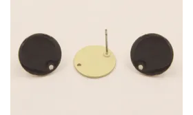 Perno Disco esmaltado 14mm Dorado Mate y  Gris / Base Pendientes 