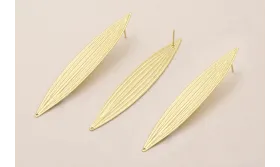 Pendiente Hoja Alargada 75*14mm Dorado Mate / Base Pendientes 