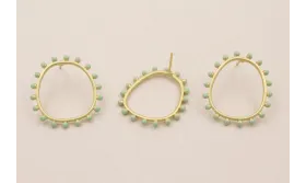 Pendiente Aro 26*22mm Bolas Turquesas / Base Pendientes 