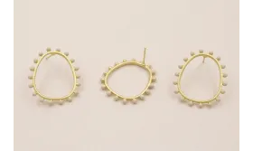 Pendiente Aro 26*22mm Bolas Blancas / Base Pendientes 