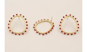 Pendiente Aro 26*22mm Bolas Coral / Base Pendientes 