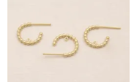 Pendiente Aro semicirculo 10mm Bolitas Dorado Mate / Base Pendientes 