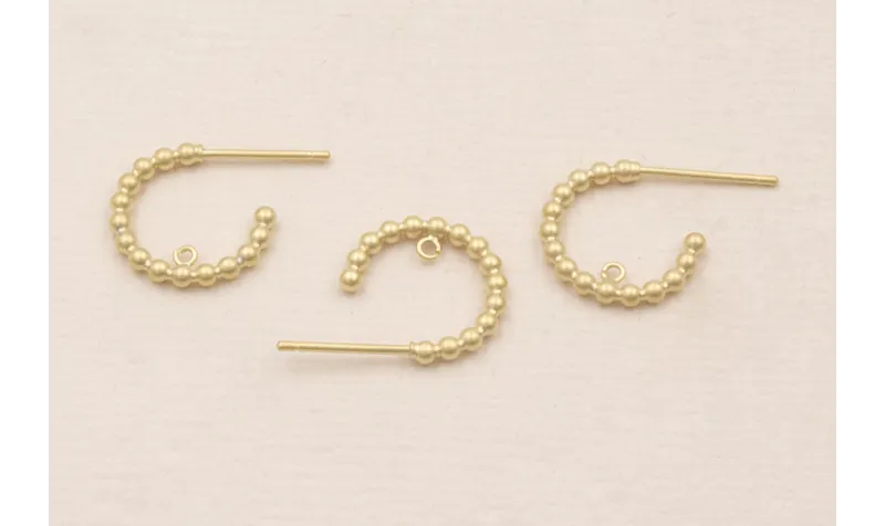 Pendiente Aro semicirculo 10mm Bolitas Dorado Mate / Base Pendientes 