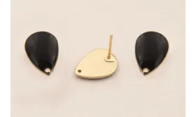 Gota Dorado Mate 12*8mm esmalte Negro / Base Pendientes 