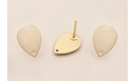 Gota Dorado Mate 12*8mm esmalte Rosa Claro / Base Pendientes 