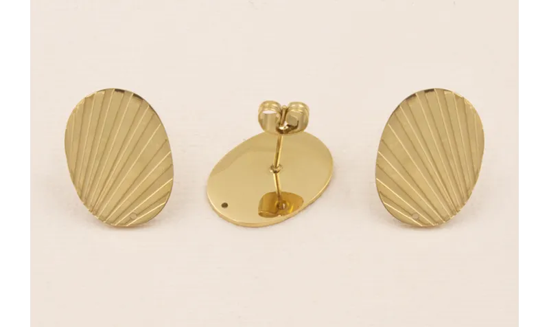 Pendiente Ala Ovalada 18*14mm Acero Inox. Baño Oro / Base Pendientes 