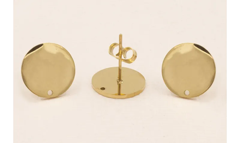 Stainless Steel: Perno Disco 12mm Acero Dorado / Base Pendientes 