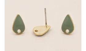 Perno Gota esmaltado 10*6mm Turquesa / Base Pendientes 