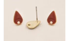 Perno Gota esmaltado 10*6mm Rojizo / Base Pendientes 