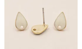 Perno Gota esmaltado 10*6mm Blanco Roto / Base Pendientes 