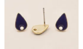 Perno Gota esmaltado 10*6mm Azul Marino / Base Pendientes 