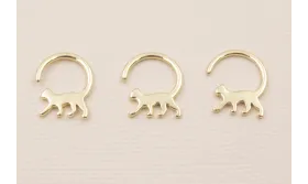 Stainless Steel. Aro Gato  Pendiente 15mm Dorado / Base Pendientes 