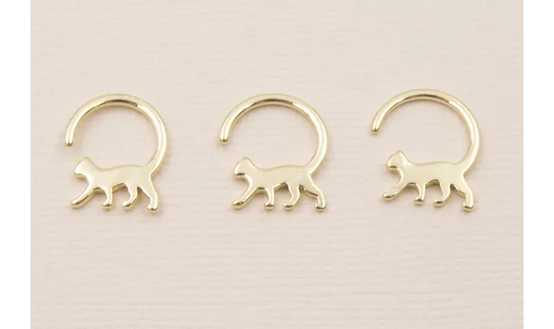 Stainless Steel. Aro Gato  Pendiente 15mm Dorado / Base Pendientes 