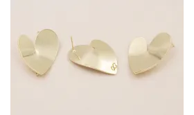 Pendiente Corazón Curvado 32*25mm Dorado / Base Pendientes 