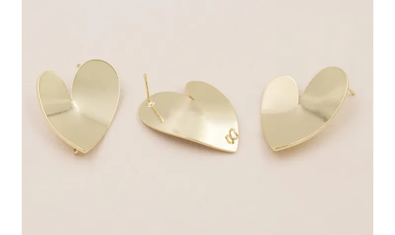 Pendiente Corazón Curvado 32*25mm Dorado / Base Pendientes 