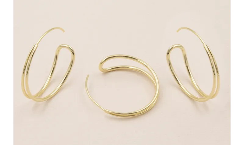 Pendiente Aro 2 vueltas 24mm Dorado / Base Pendientes 