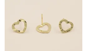 Perno 10*13mm Corazón Martilleado Dorado / Base Pendientes 