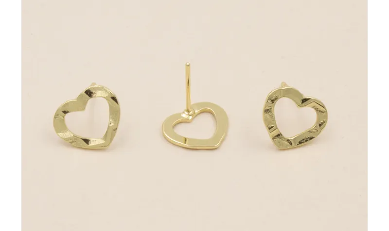 Perno 10*13mm Corazón Martilleado Dorado Perno 10*13mm Corazón Martilleado Dorado