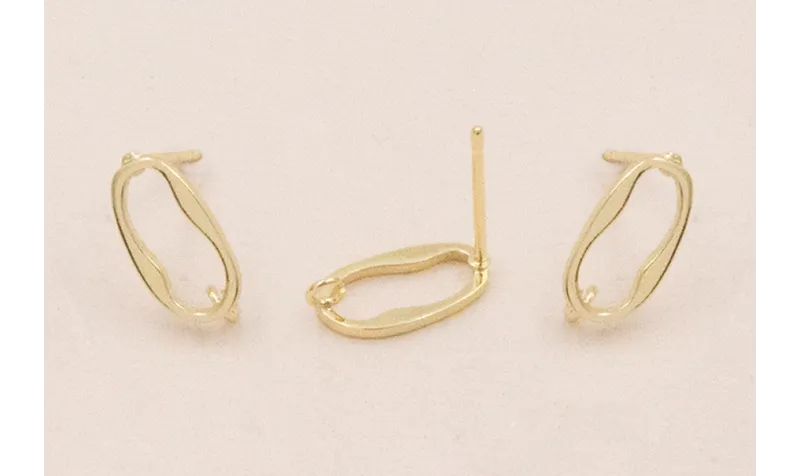 Perno Ovalo 11*6mm con anilla Oro / Base Pendientes 