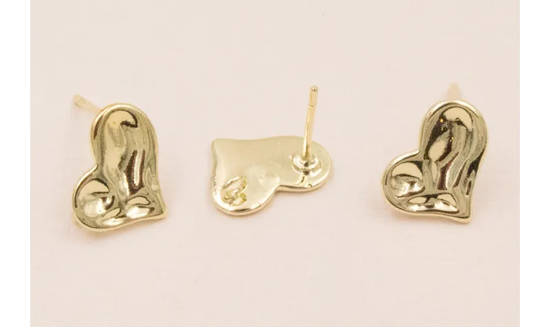 Perno Corazón martilleado 12*10mm Oro