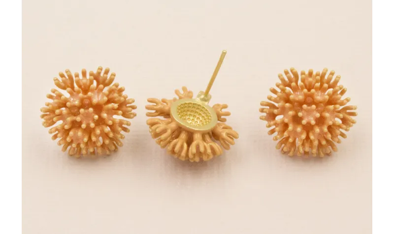 Pendiente Nenufar 17mm diametro Rosa Melocotón / Base Pendientes 