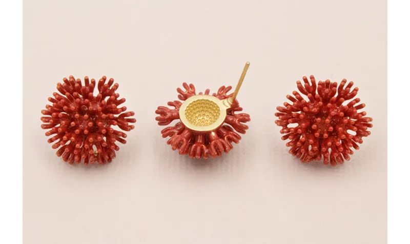 Pendiente Nenufar 17mm diametro Teja oscuro