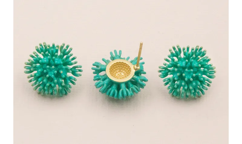 Pendiente Nenufar 17mm diametro Turquesa Fuerte / Base Pendientes 