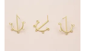 Perno Ancla 5 anillas 25*22mm Dorado Mate / Cuentas Metálicas de Latón / Zamak