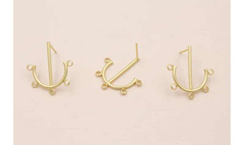 Perno Ancla 5 anillas 25*22mm Dorado Mate / Cuentas Metálicas de Latón / Zamak