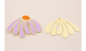 Pendiente pétalos Lila y Melocotón 70*50 Oro Mate / Base Pendientes 