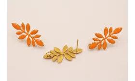 Perno 30*12 Pétalos esmaltados color Nectarina / Base Pendientes 