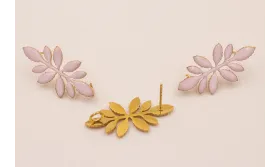 Perno 30*12 Pétalos esmaltados Lila / Base Pendientes 