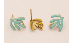 Perno 12-10 Hojas esmaltadas color turquesa / Base Pendientes 