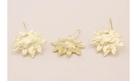 Pendiente Hoja 9 puntas 30*25 Oro Mate / Base Pendientes 