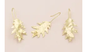 Pendiente Hoja 10 puntas 25*20 Oro Mate / Base Pendientes 