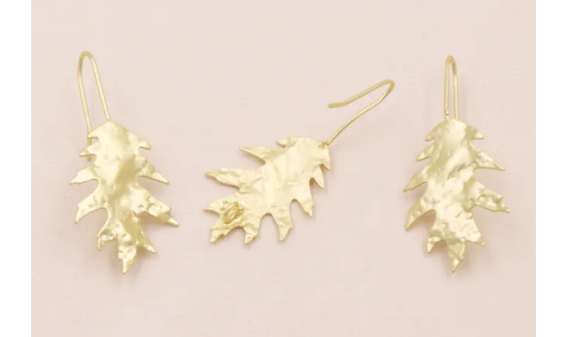 Pendiente Hoja 10 puntas 25*20 Oro Mate / Base Pendientes 