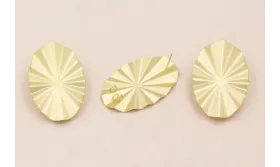 Pendiente Ovalo Estriado 45*30 mm Oro Mate / Base Pendientes 