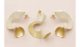 Pareja de Pendientes (izq y Dcha) lazo 50*30 Beige / Base Pendientes 