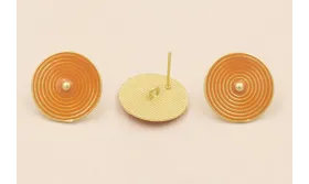 Pendiete Disco de 20mm Oro Mate Esmaltado Ocre / Base Pendientes 
