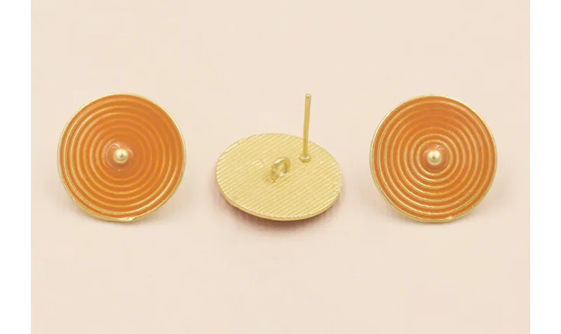 Pendiete Disco de 20mm Oro Mate Esmaltado Ocre